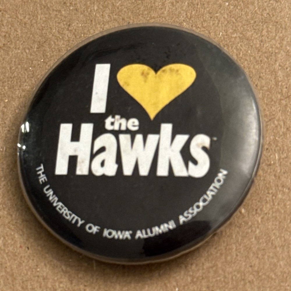I Love The University Of Iowa Hawkeyes College Pinback Button Pin Round Circle